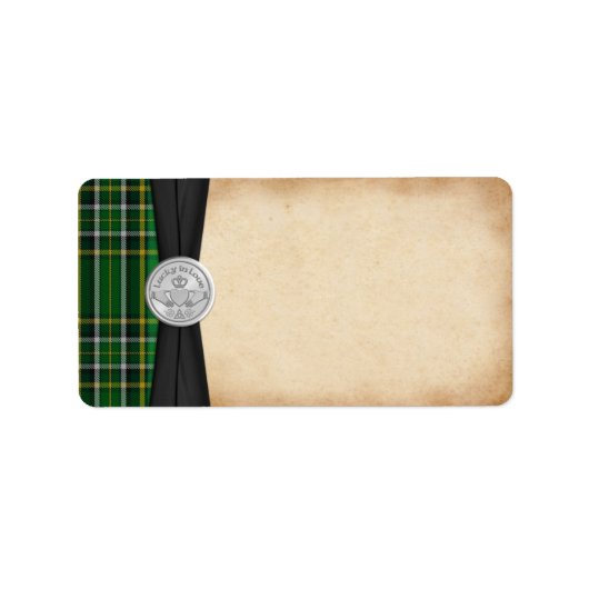 Irish Tartan Claddagh Wedding Blank Address Label Adressaufkleber (Vorne)