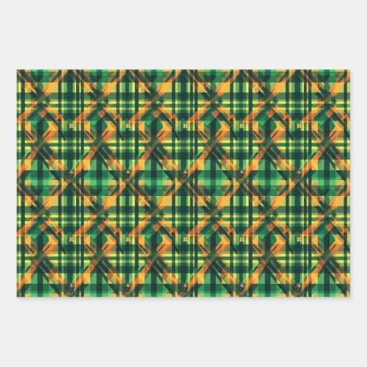 Irish Tartan Green St Patrick Kariertes Set 5 Geschenkpapier Set (Vorderseite 2)
