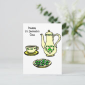 Irish Tea Set Happy St. Patrick's Day Postcard Postkarte (Stehend Vorderseite)