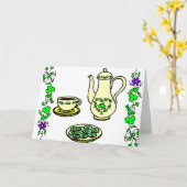 Irish Tea Set St. Patrick's Day Grußkarte Karte (Gelbe Blume)