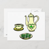 Irish Tea Set St. Patrick's Day Postcard Postkarte (Vorne/Hinten)