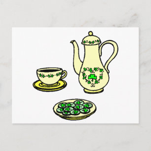 Irish Tea Set St. Patrick's Day Postcard Postkarte
