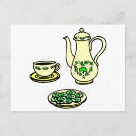 Irish Tea Set St. Patrick's Day Postcard Postkarte