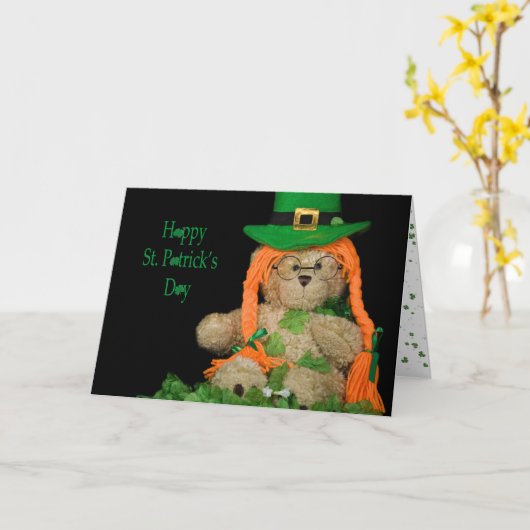 Irish Teddy Bear Karte (Gelbe Blume)