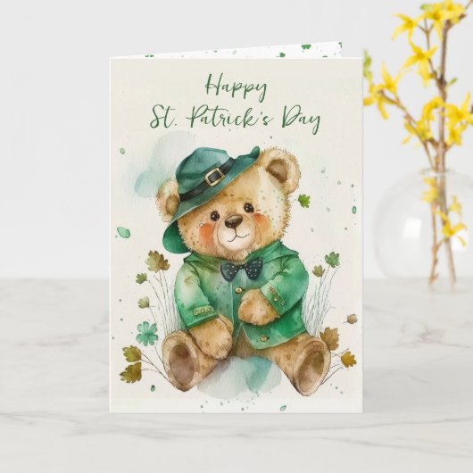 Irish Teddy Bear Karte (Gelbe Blume)