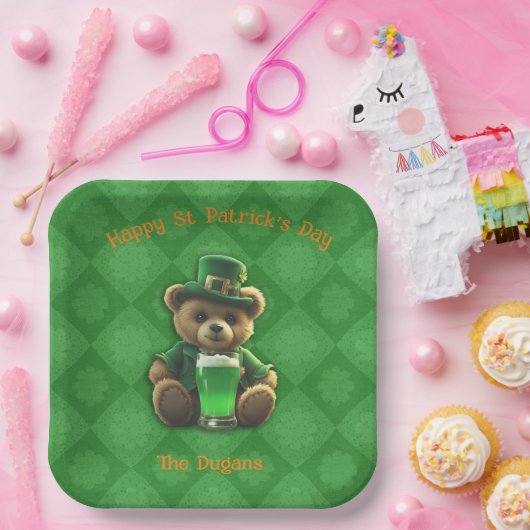 Irish Teddy Bear Pappteller (Party)