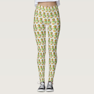Irish Teddy Bear St. Pat'ricks Day Print Leggings