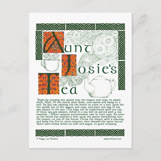 Irish Tee Rezept für keltische Knüpfarbeit Postkar Postkarte (Vorderseite)