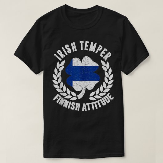 Irish Temper Finnish Attitude Flag St Patricks T-Shirt (Design vorne)