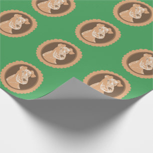 Irish Terrier Brown Cameos Grünbuch Geschenkpapier