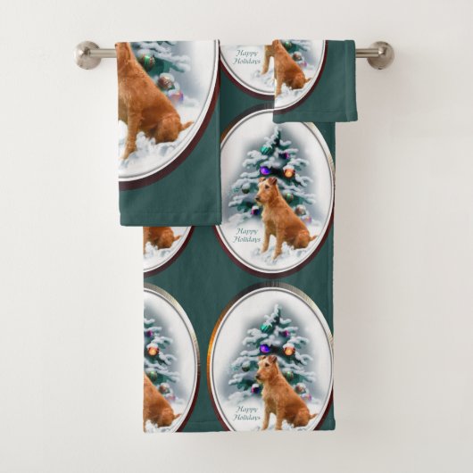 Irish Terrier Christmas Badhandtuch Set (Insitu)