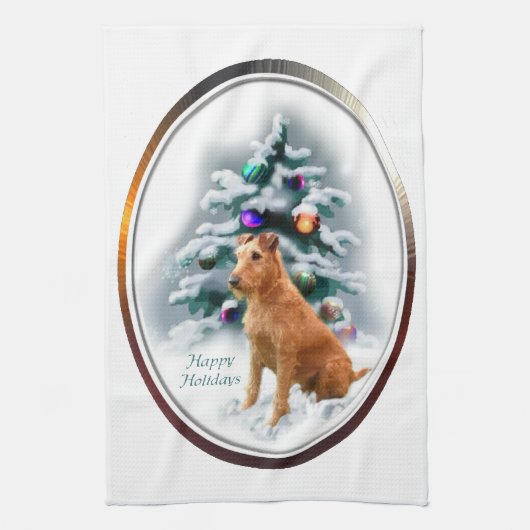 Irish Terrier Christmas Geschirrtuch (Vertikal)