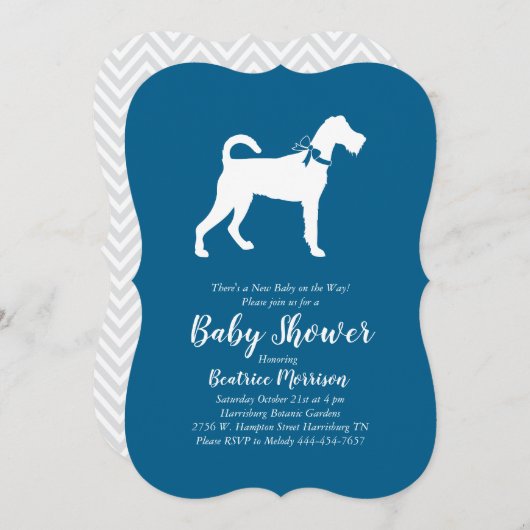 Irish Terrier Dog Baby Shower Blue Boy Einladung (Vorne/Hinten)