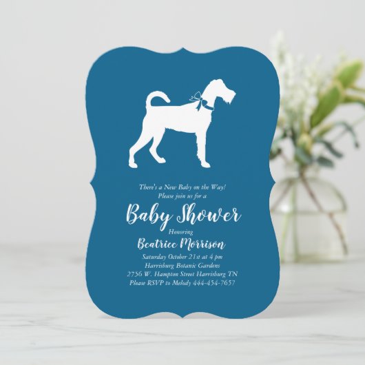 Irish Terrier Dog Baby Shower Blue Boy Einladung (Stehend Vorderseite)
