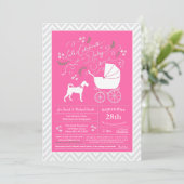 Irish Terrier Dog Baby Shower Pink Girl Einladung (Stehend Vorderseite)