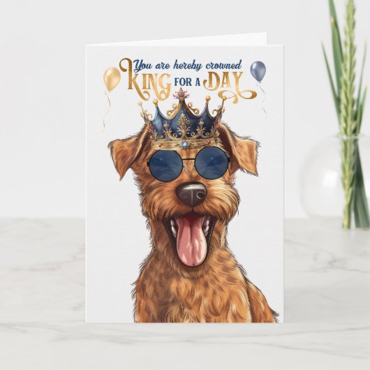 Irish Terrier Dog King für Day Funny Birthday Karte (Vorderseite)