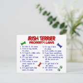 IRISH TERRIER-Eigentumsgesetze 2 Postkarte (Stehend Vorderseite)