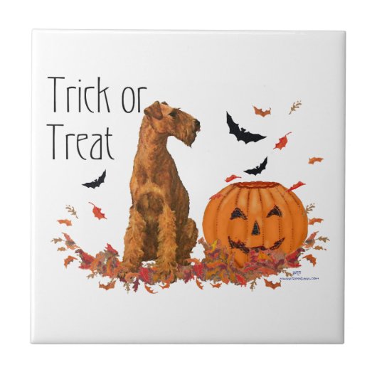 Irish Terrier Halloween Fliese (Vorderseite)