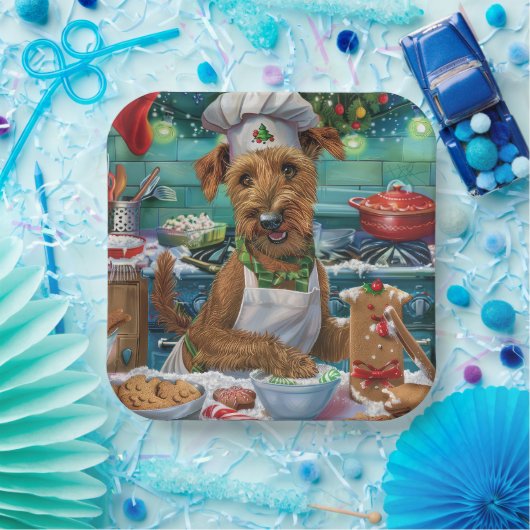 Irish Terrier Holiday Baking: Festliche Weihnachte Pappteller (Party)
