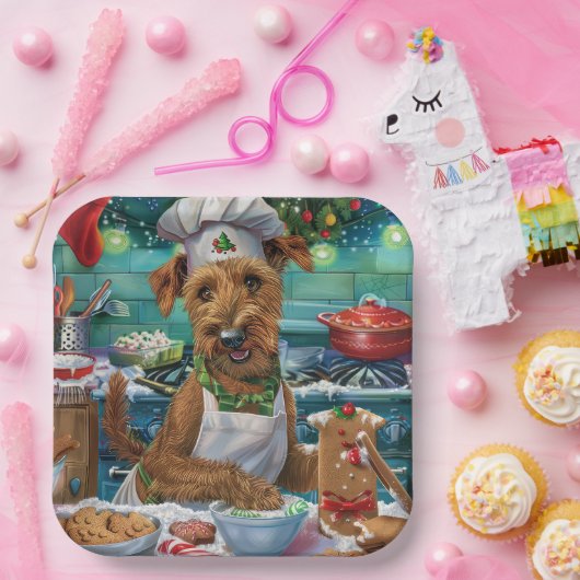 Irish Terrier Holiday Baking: Festliche Weihnachte Pappteller (Party)