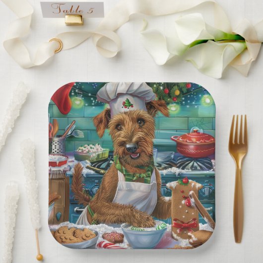 Irish Terrier Holiday Baking: Festliche Weihnachte Pappteller (Hochzeit)