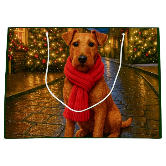 Irish Terrier Holiday  Große Geschenktüte (Vorderseite)