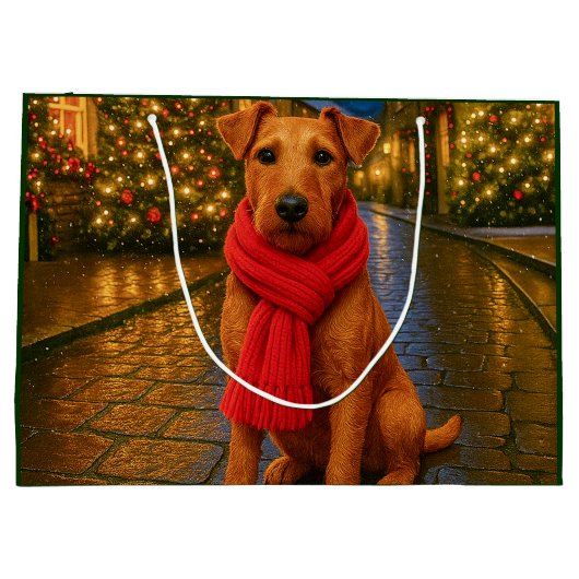 Irish Terrier Holiday  Große Geschenktüte (Rückseite)