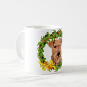 Irish Terrier Holly Wreath Kaffeetasse (Vorderseite Links)