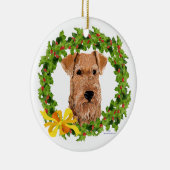 Irish Terrier Holly Wreath Keramik Ornament (Rechts)