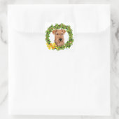 Irish Terrier Holly Wreath Quadratischer Aufkleber (Tasche)