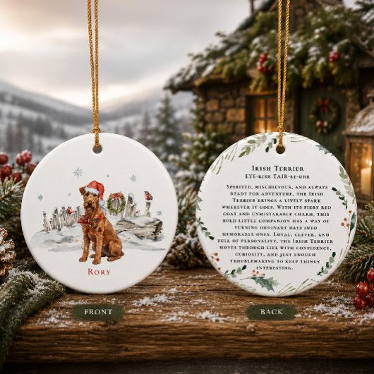 Irish-Terrier-Hund-Monogramm Keramik Ornament