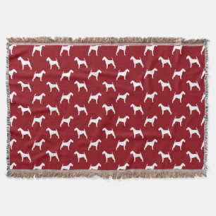 Irish Terrier Hund Silhouetten Muster Rot Decke