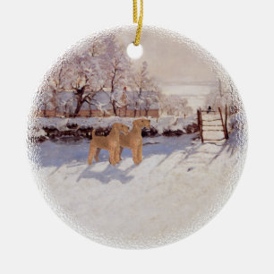 Irish Terrier im Winter Keramik Ornament