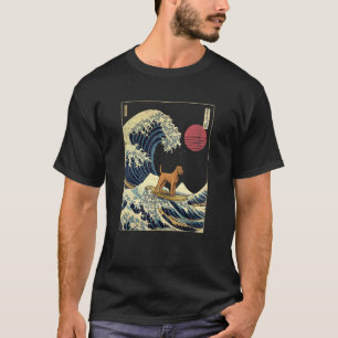 Irish Terrier Japanese Kanagawa Wave Surf Dog T-Shirt