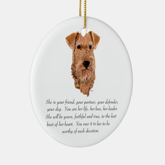 Irish Terrier Keepake - Female Keramikornament (Rechts)