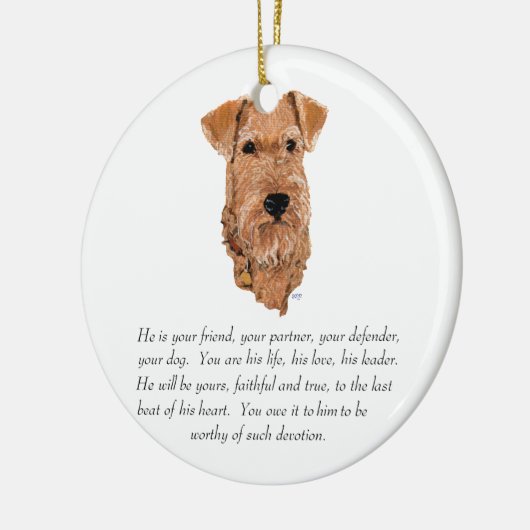 Irish Terrier Keepake - Männlich Keramikornament (Links)