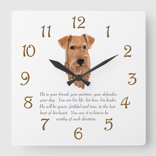 Irish Terrier Keepake - Männlich Quadratische Wanduhr (Vorderseite)