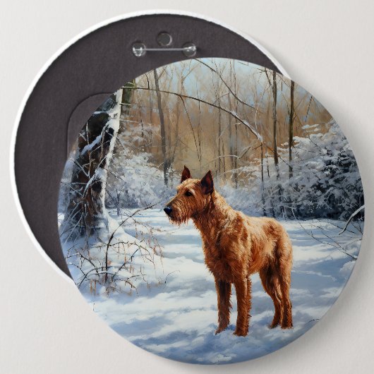 Irish Terrier Let It Snow Weihnachten Button (Vorne & Hinten)