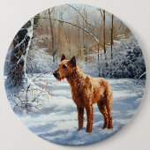 Irish Terrier Let It Snow Weihnachten Button (Vorderseite)