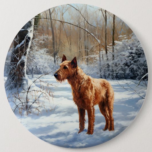 Irish Terrier Let It Snow Weihnachten Button (Vorderseite)