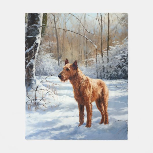 Irish Terrier Let It Snow Weihnachten Fleecedecke (Vorderseite)