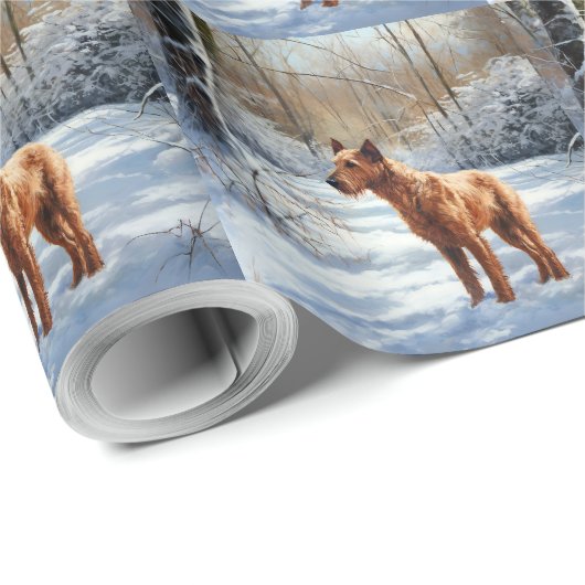 Irish Terrier Let It Snow Weihnachten Geschenkpapier (Rolleneckpunkt)
