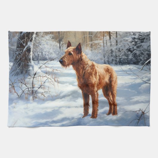 Irish Terrier Let It Snow Weihnachten Geschirrtuch (Horizontal)