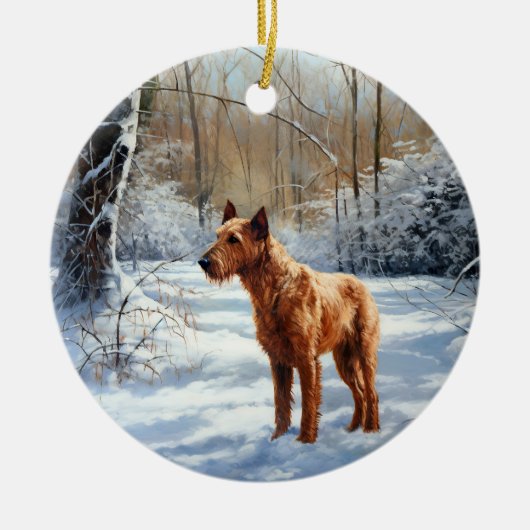 Irish Terrier Let It Snow Weihnachten Keramik Ornament (Vorne)