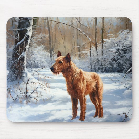 Irish Terrier Let It Snow Weihnachten Mousepad (Vorne)