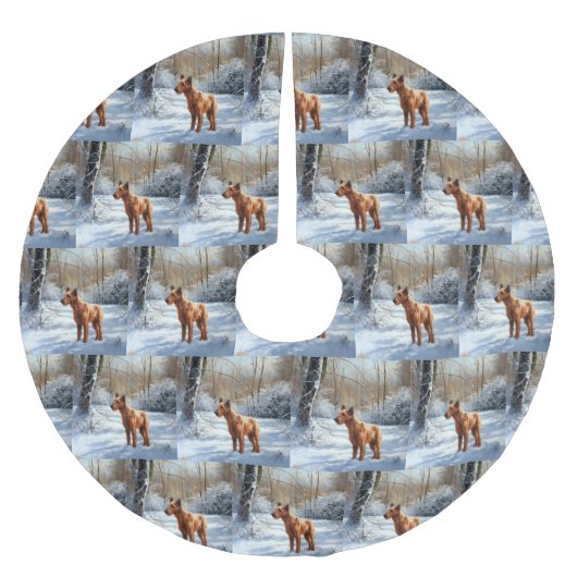 Irish Terrier Let It Snow Weihnachten Polyester Weihnachtsbaumdecke (Vorderseite)