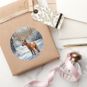 Irish Terrier Let It Snow Weihnachten Runder Aufkleber