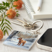 Irish Terrier Let It Snow Weihnachten Schlüsselanhänger (Vorderseite rechts)