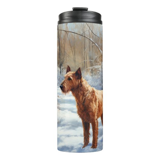 Irish Terrier Let It Snow Weihnachten Thermosbecher (Vorderseite)