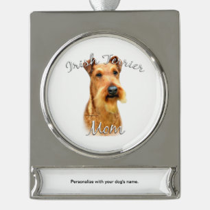 Irish Terrier Mama 2 Banner-Ornament Silber